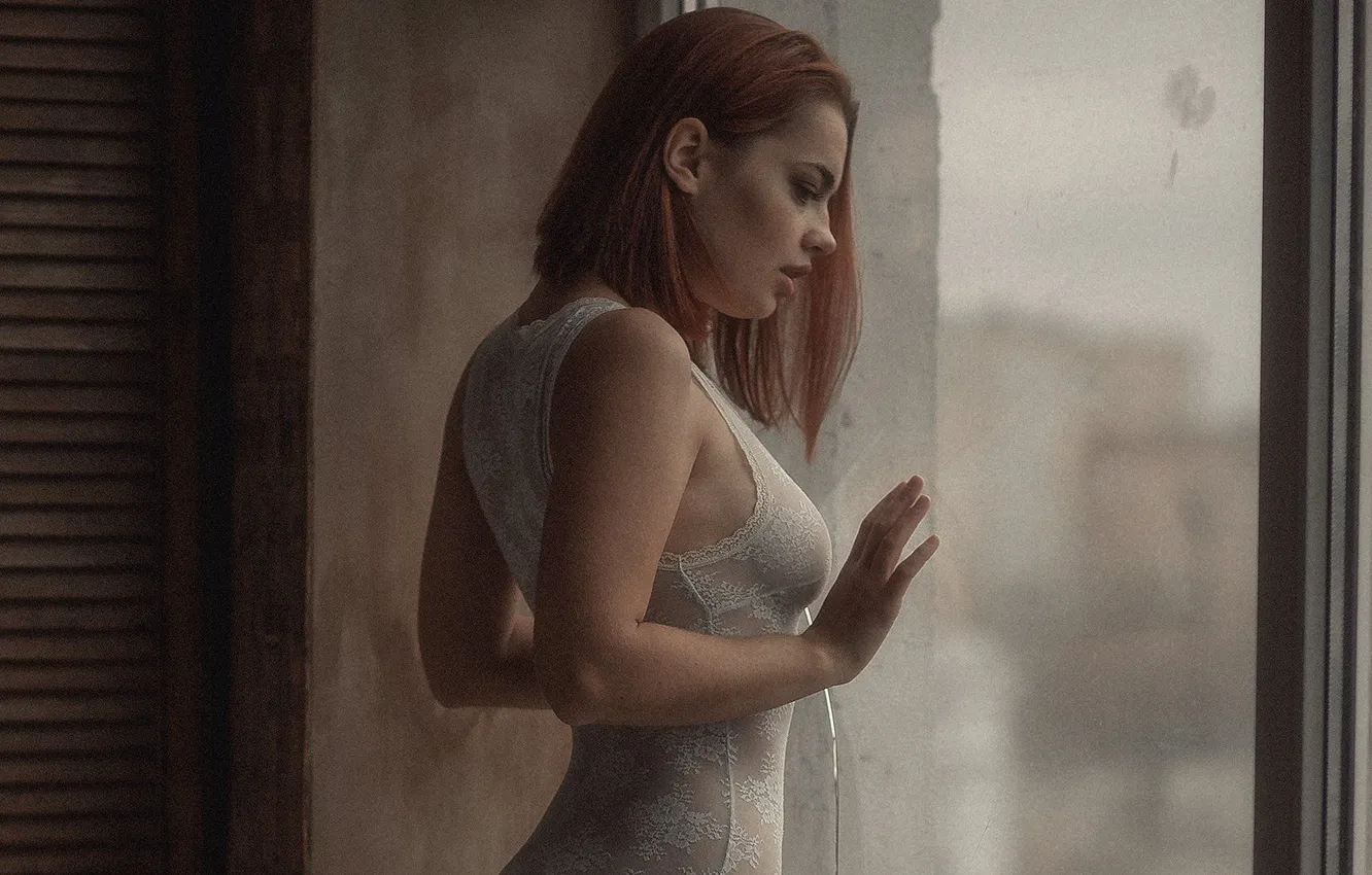 Photo wallpaper girl, reflection, model, window, looks, Dmitry Scheslavsky
