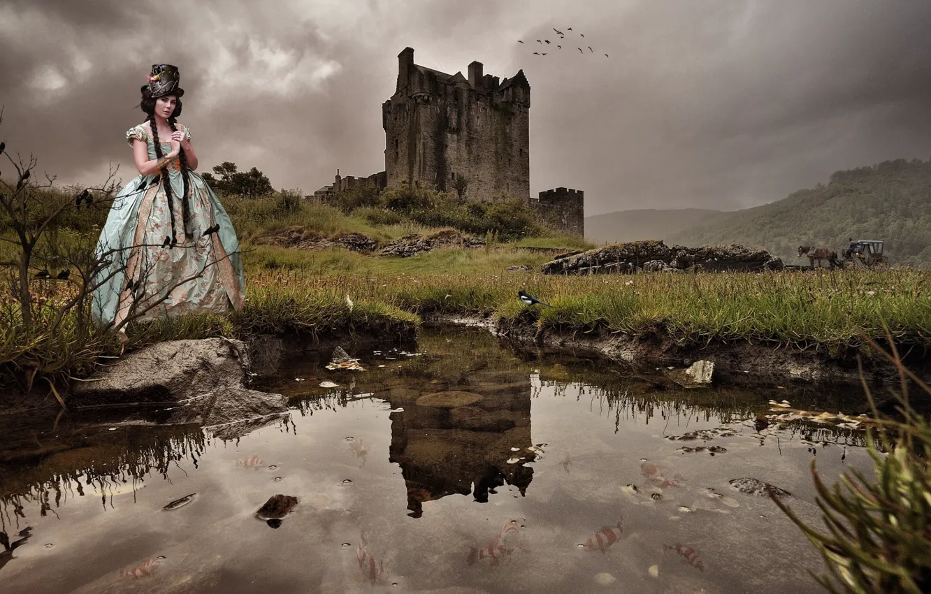 Photo wallpaper girl, lake, lady, lady, photoart