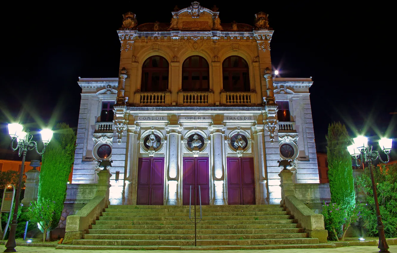 Photo wallpaper night, lights, France, home, theatre