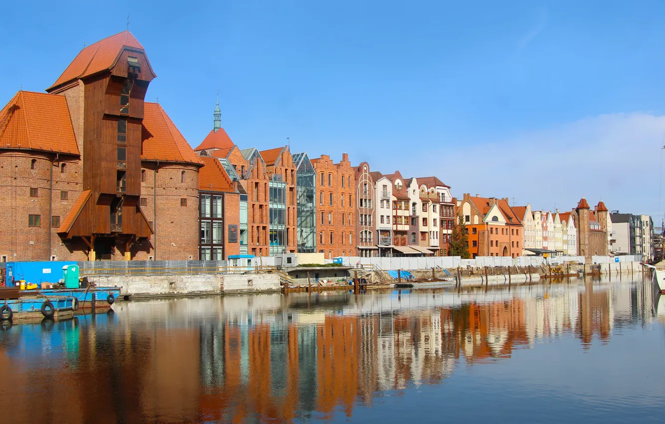 Photo wallpaper river, building, Gdansk