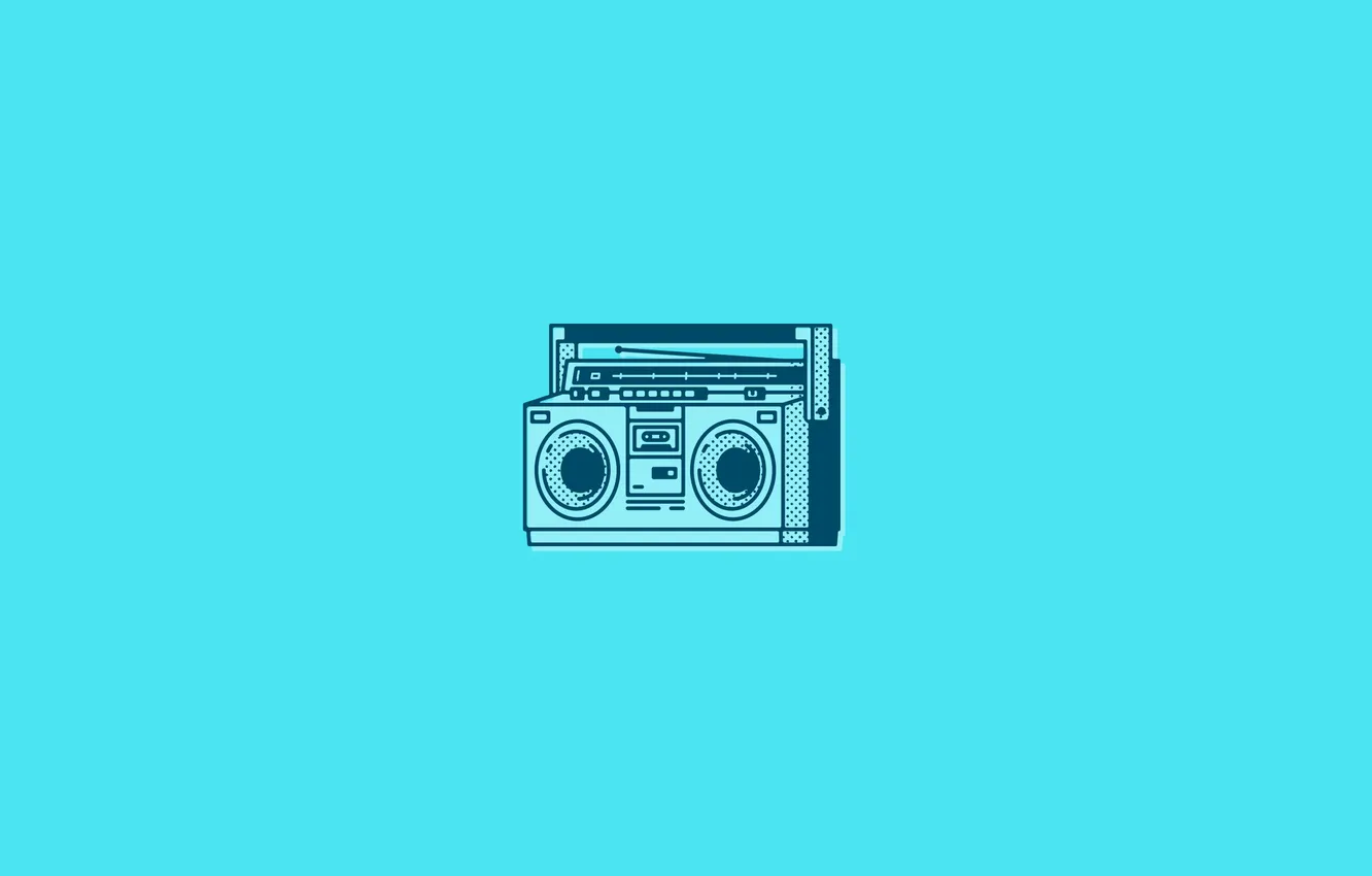 Photo wallpaper retro, music, minimalism, Music, retro, blue background, tape, blue background