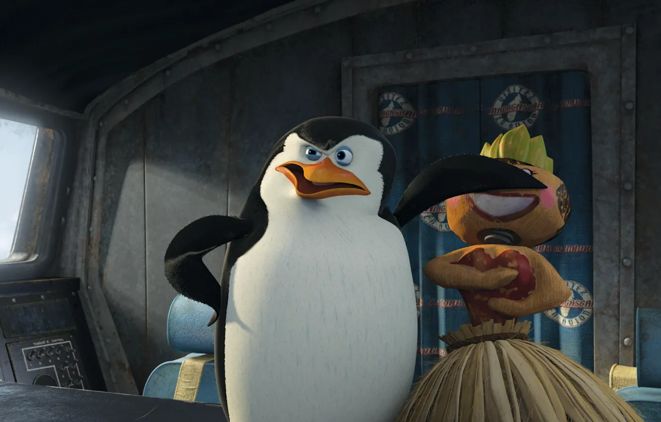 Photo wallpaper cartoon, doll, penguins, Madagascar