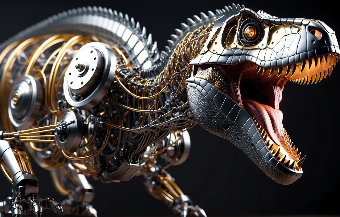 Photo wallpaper fiction, robot, dinosaur