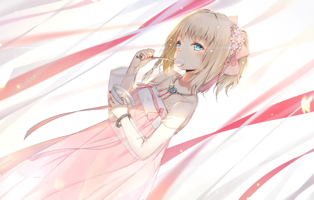 Photo wallpaper decoration, butterfly, food, girl, tape, Azur Lane