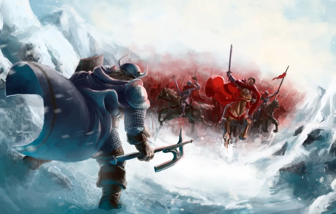 Photo wallpaper army, fantasy, art, fight, Viking