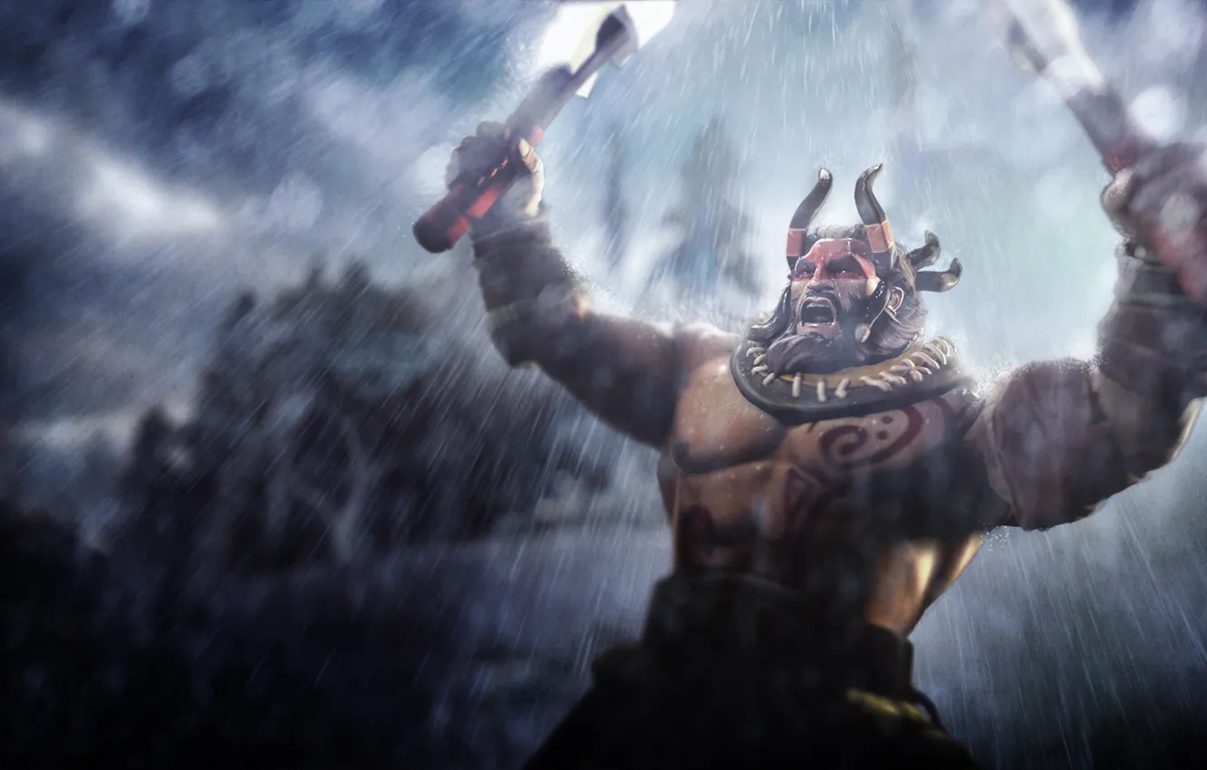 Photo wallpaper rain, hero, axe, Valve, DotA 2, hero, Steam, dota 2