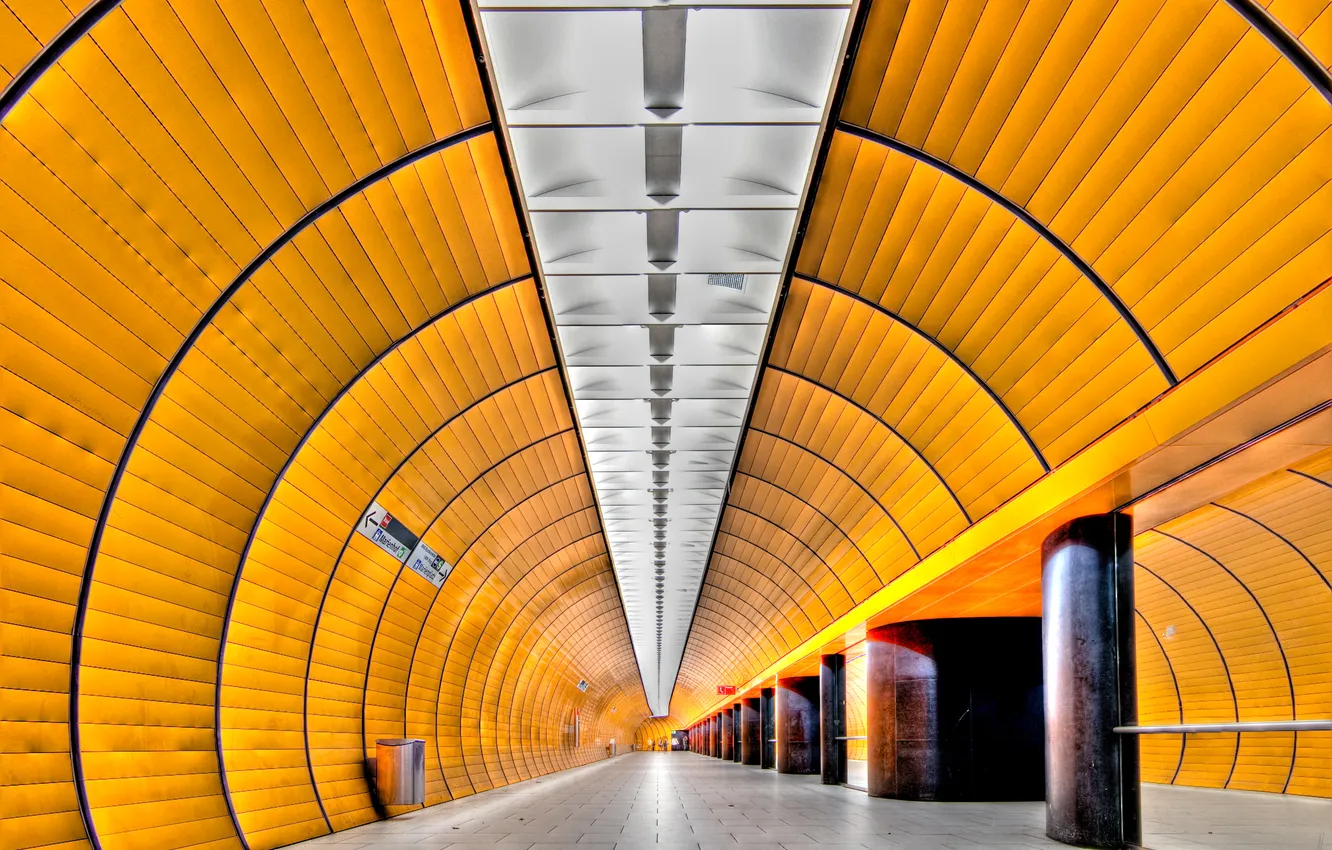 Photo wallpaper yellow, metro, color, tunnel, subway