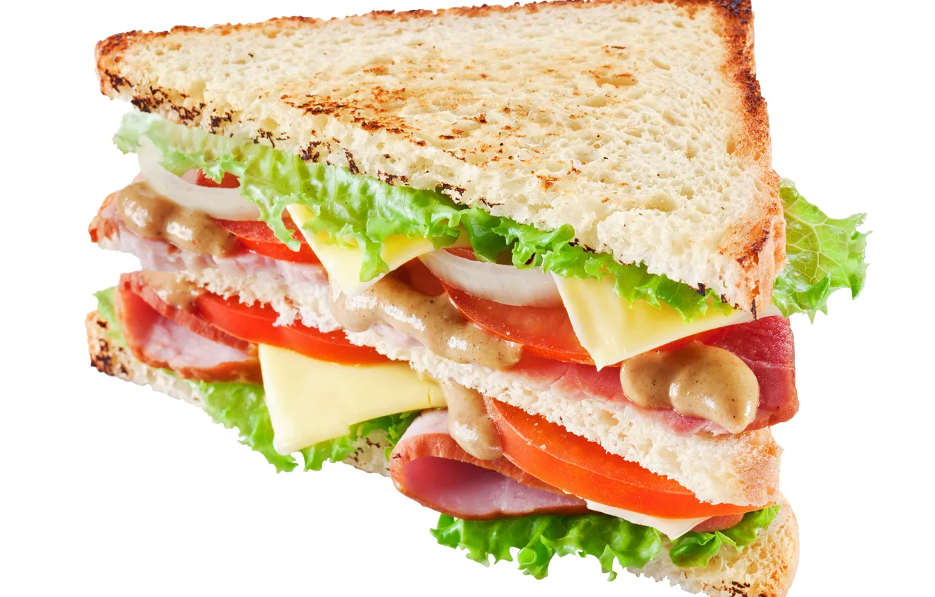 Photo wallpaper cheese, sandwich, tomatoes, sauce, salad, ham