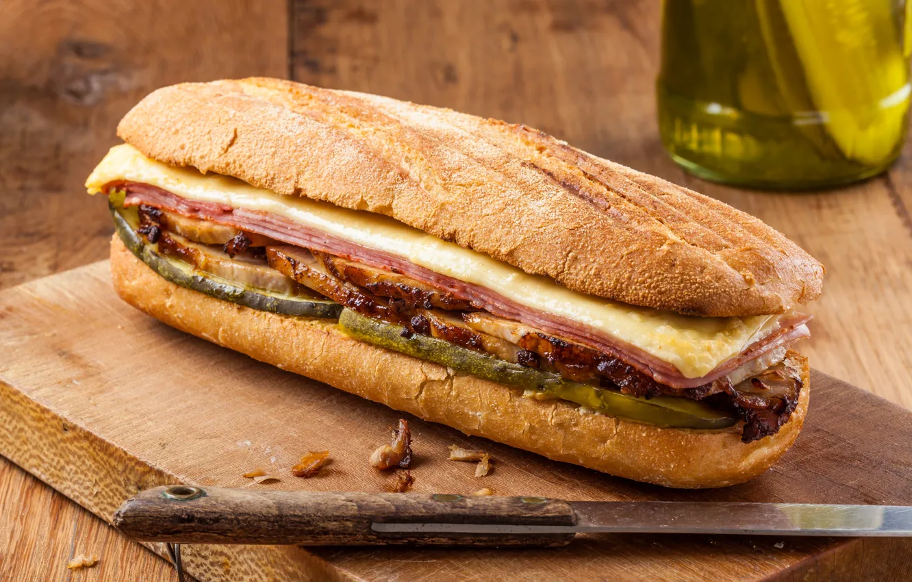 Photo wallpaper food, knife, fast food, buns, sandwiches