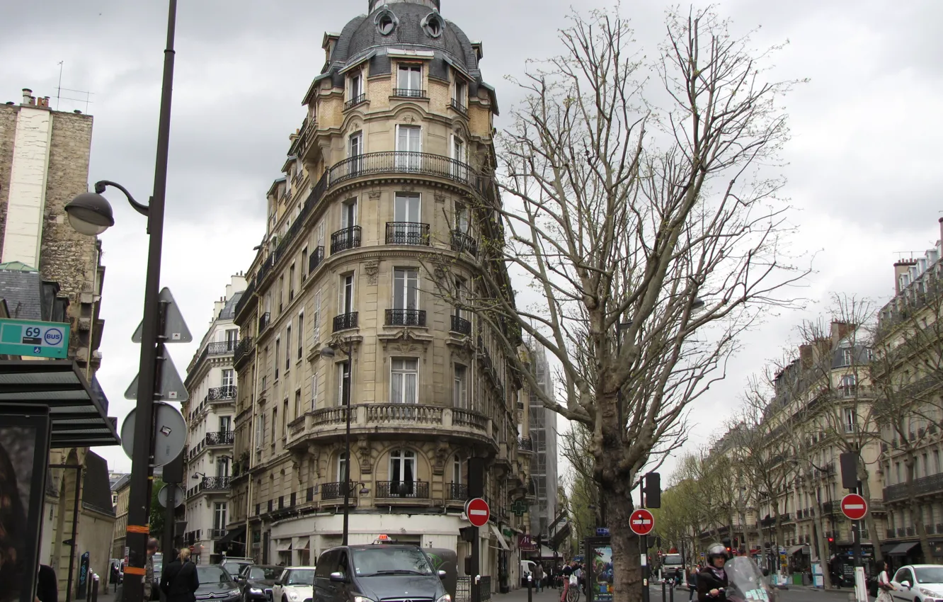 Photo wallpaper the city, street, home, fork