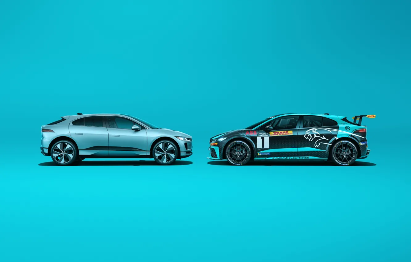Photo wallpaper Jaguar, Jaguar, electric crossover, Jaguar I-Pace eTrophy, Jaguar I-Pace, electric SUV, electric crossover, from race …