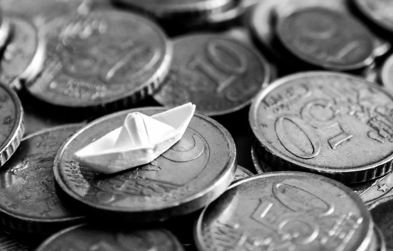 Photo wallpaper macro, money, boat