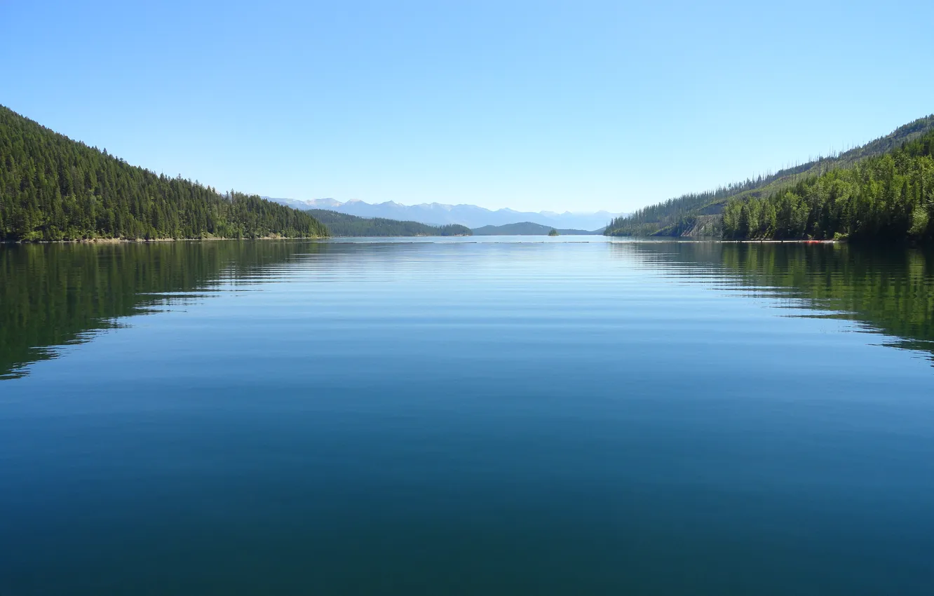 Photo wallpaper lake, reflection, water surface
