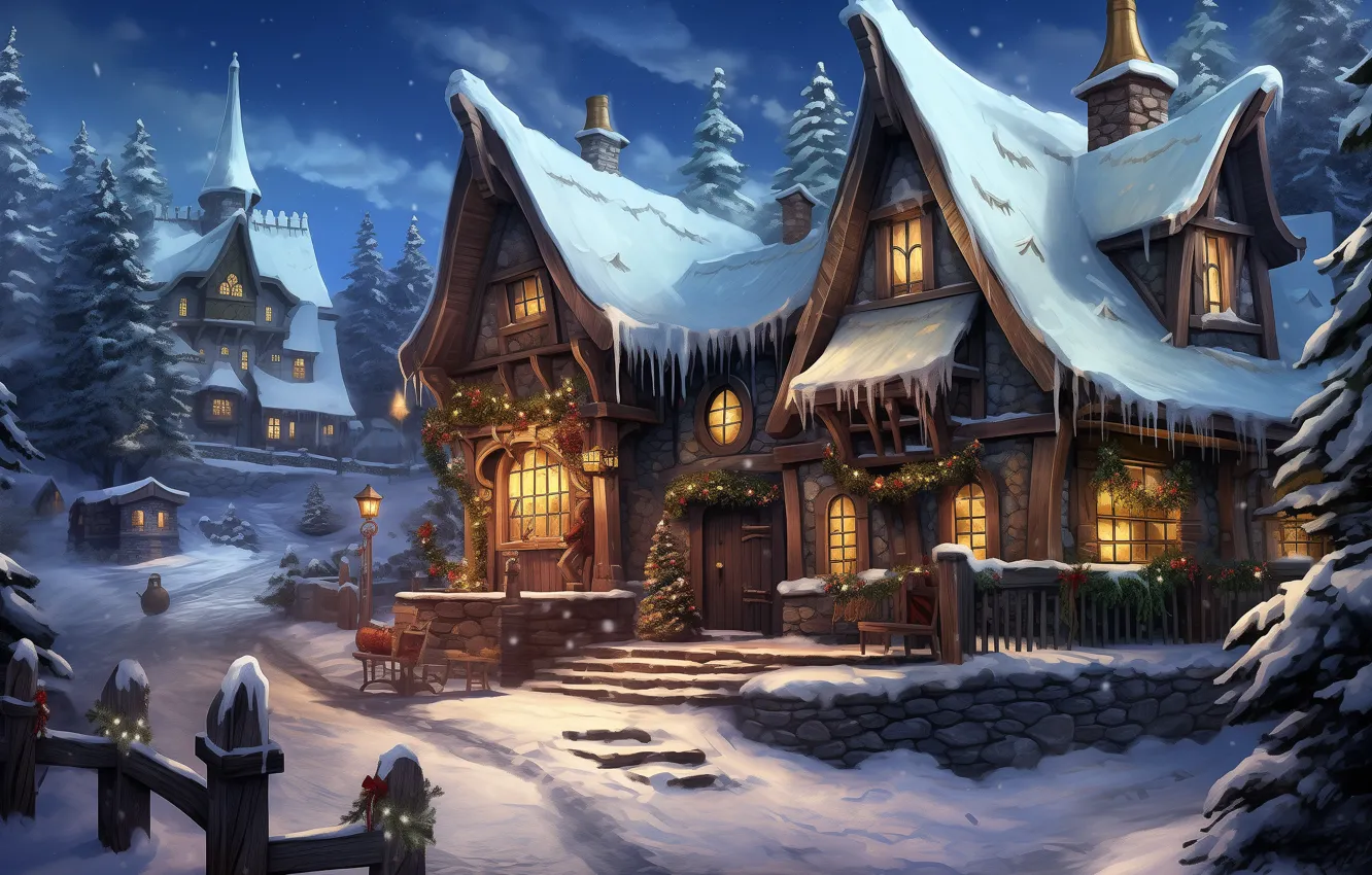 Photo wallpaper new year, Christmas, AI art, neural network