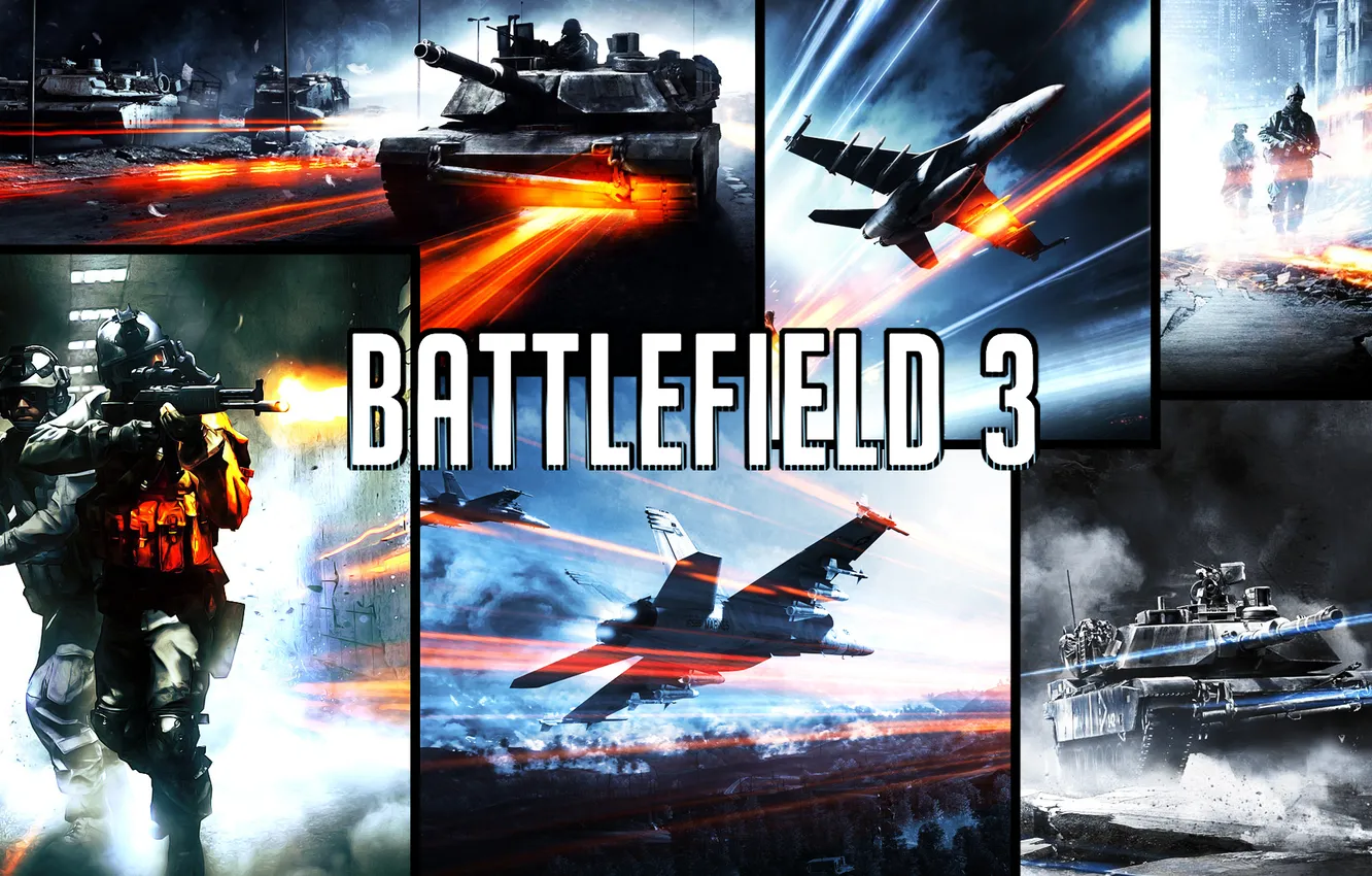 Photo wallpaper the game, red, Battlefield 3, tanks, jets