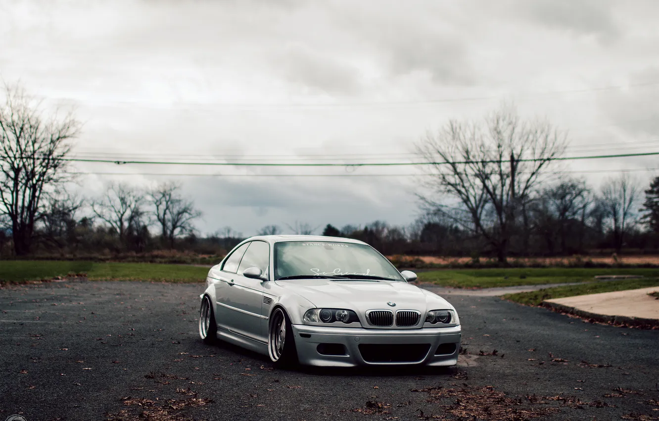 Photo wallpaper BMW, BMW, grey, E46, stance