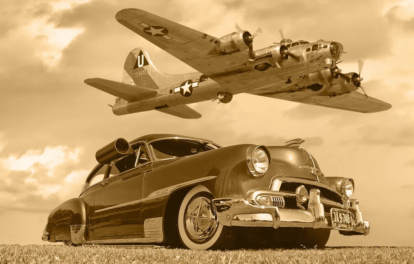 Photo wallpaper machine, Chevrolet, the plane, B17