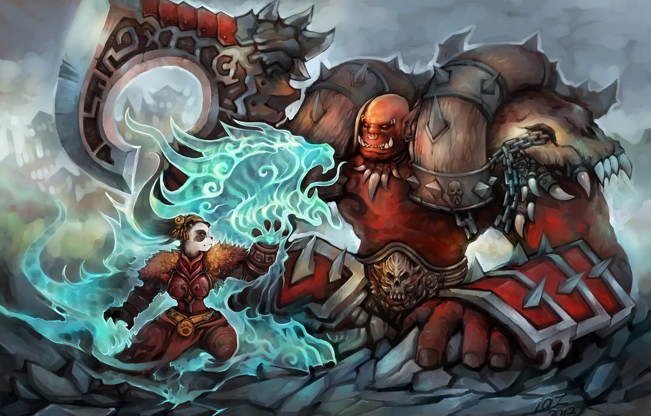 Photo wallpaper magic, Panda, World of Warcraft, Orc, wow