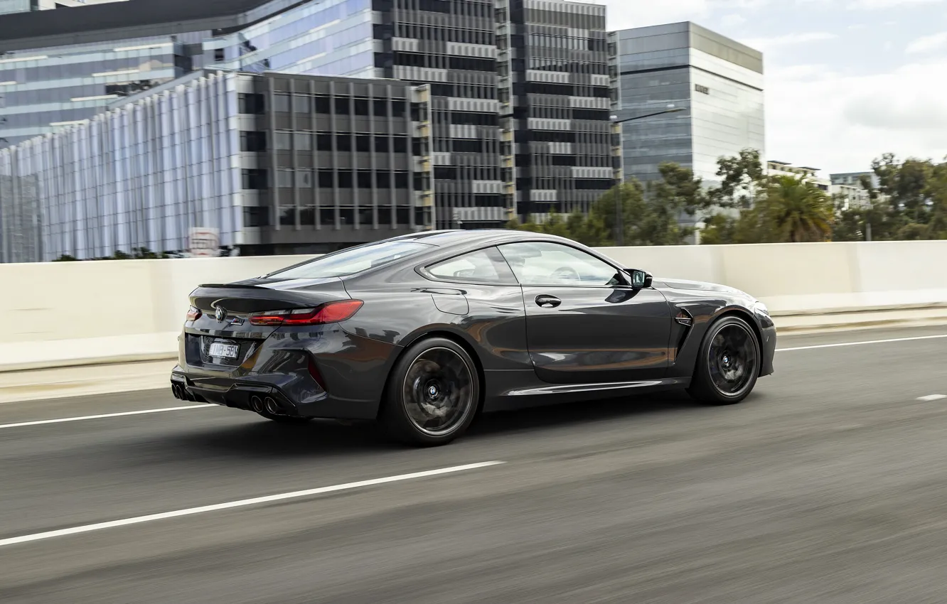 Photo wallpaper grey, coupe, BMW, highway, 2020, BMW M8, M8, M8 Competition Coupe