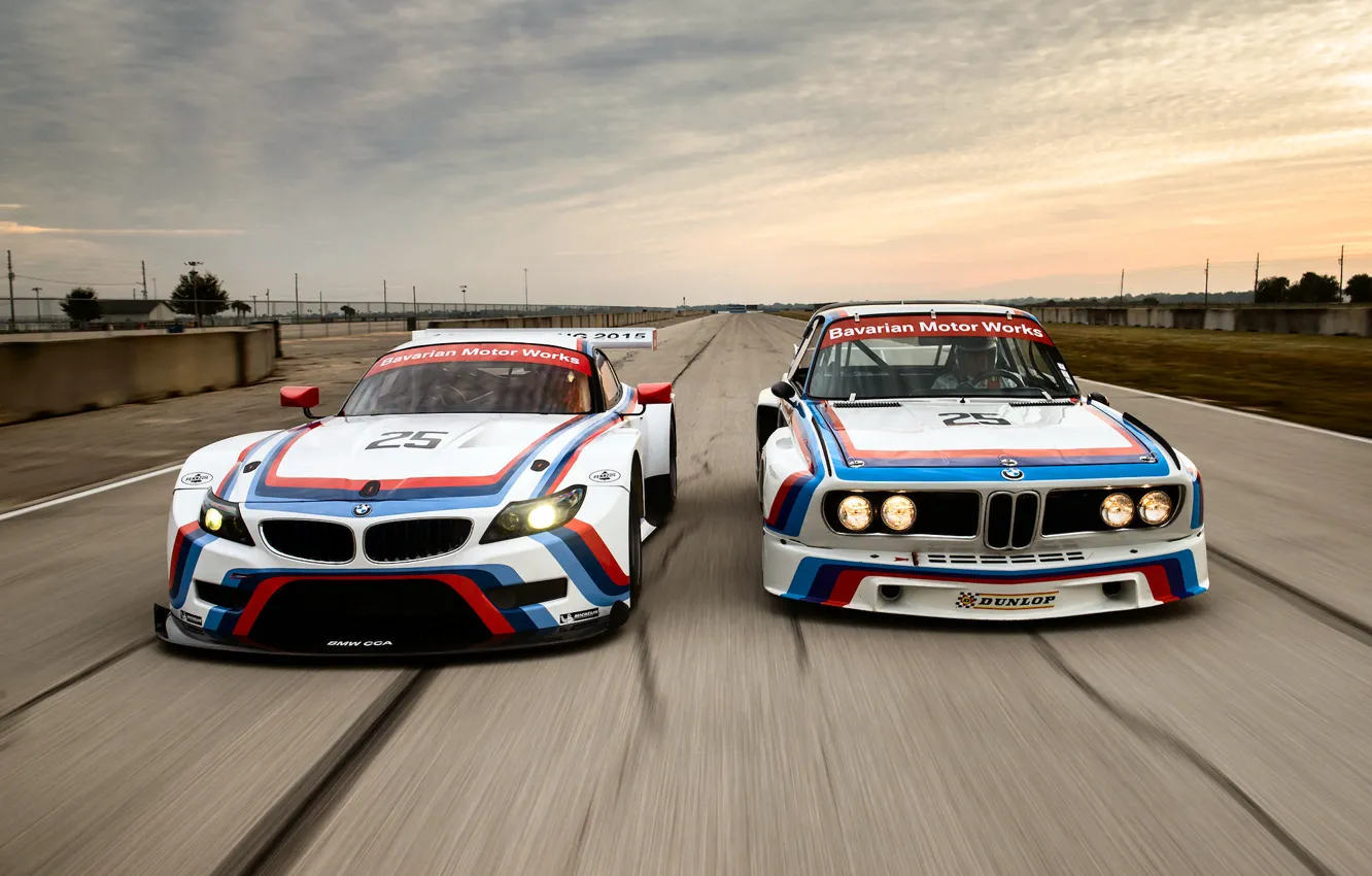 Photo wallpaper BMW, Track, 1975, 2015, Sebring, BMW Z4 GTLM, BMW 3.0 CSL
