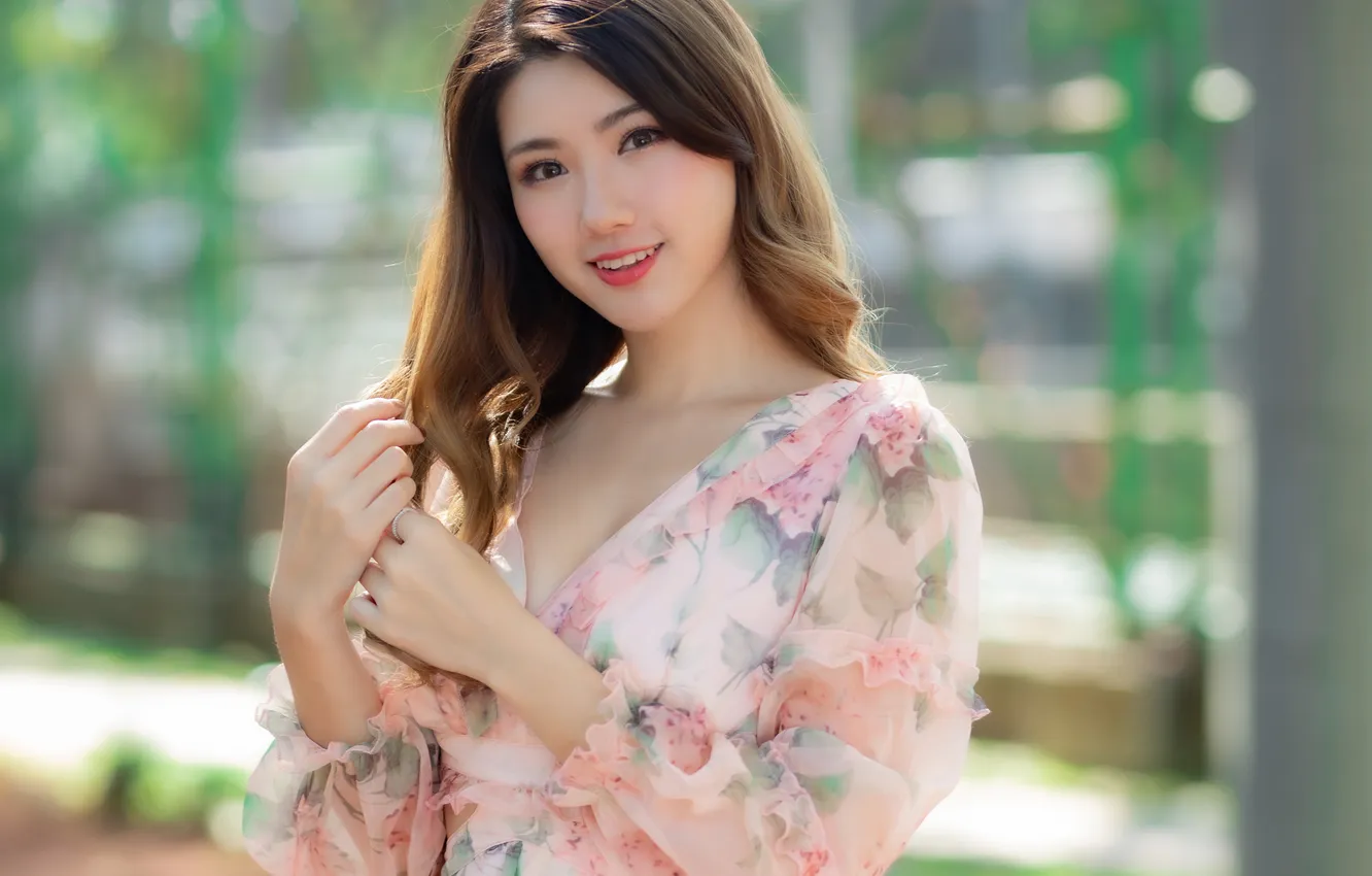 Photo wallpaper look, the sun, pose, model, portrait, hands, makeup, dress