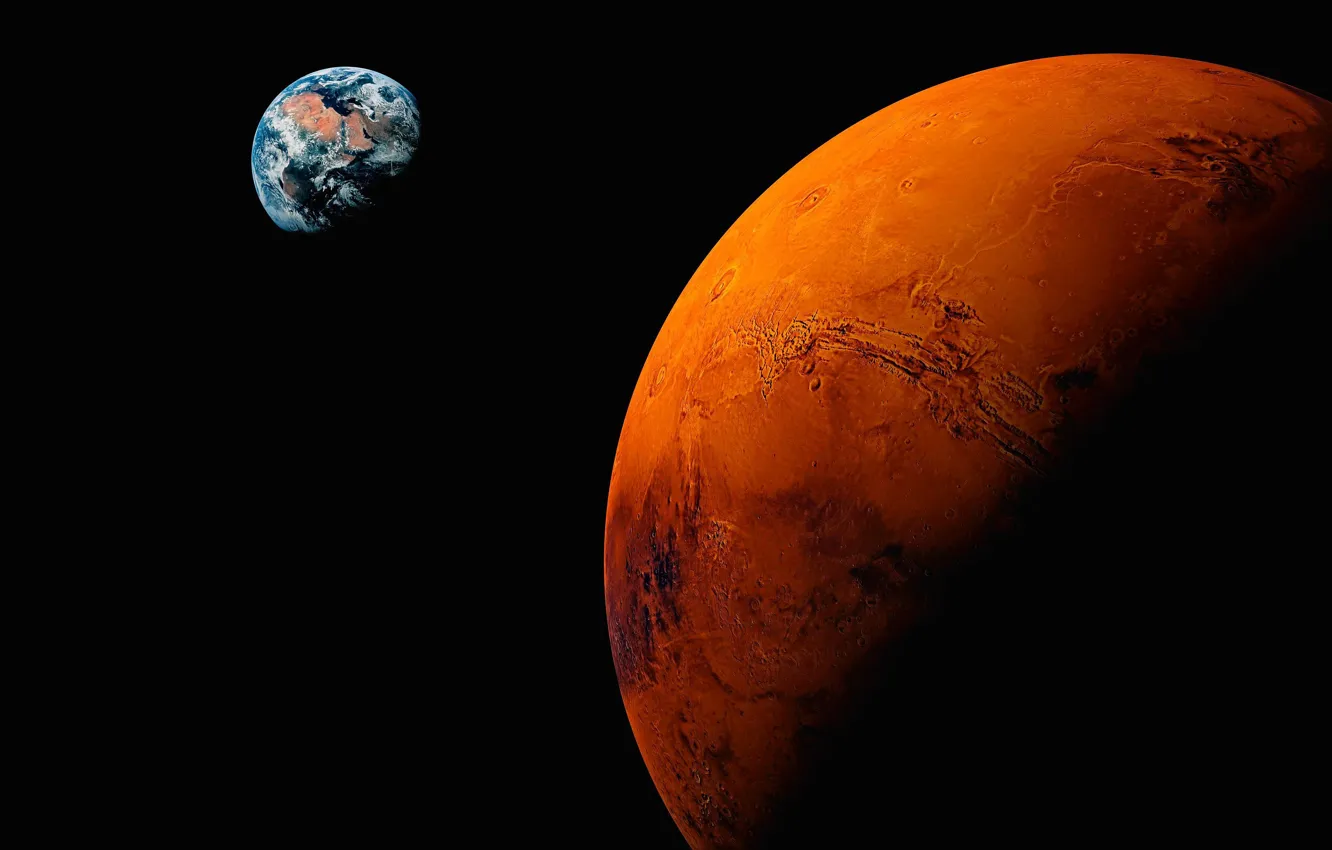 Photo wallpaper space, earth, planet, Mars, the red planet