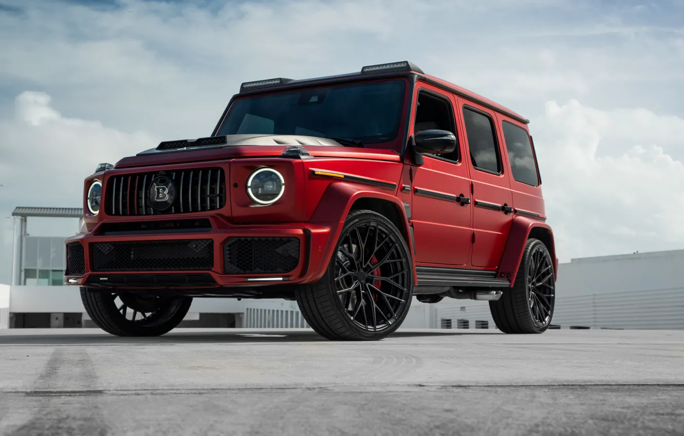 Photo wallpaper Mercedes-Benz, Mercedes, red, Brabus, AMG, clouds, G Class, Gelendewagen
