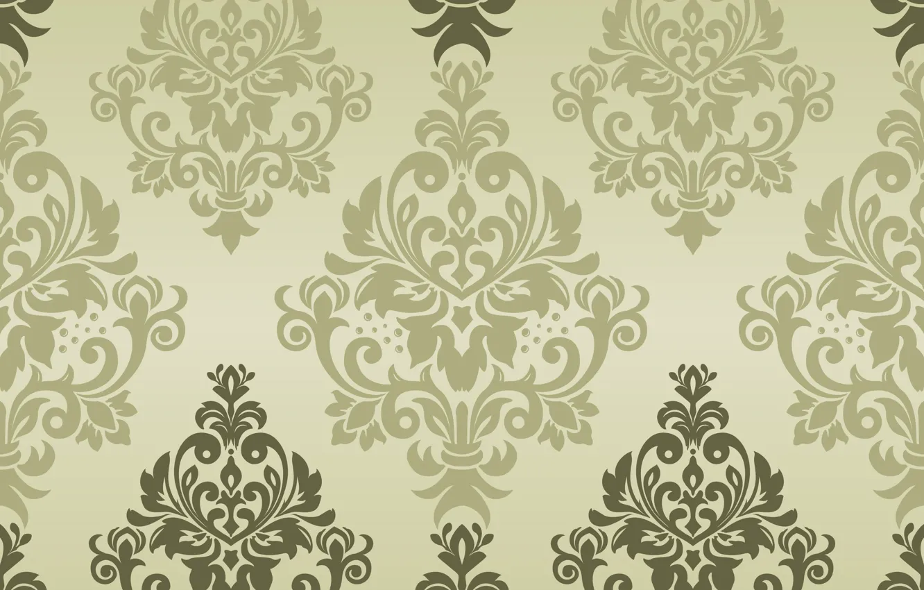 Photo wallpaper green, vector, texture, ornament, background, pattern, classic, seamless