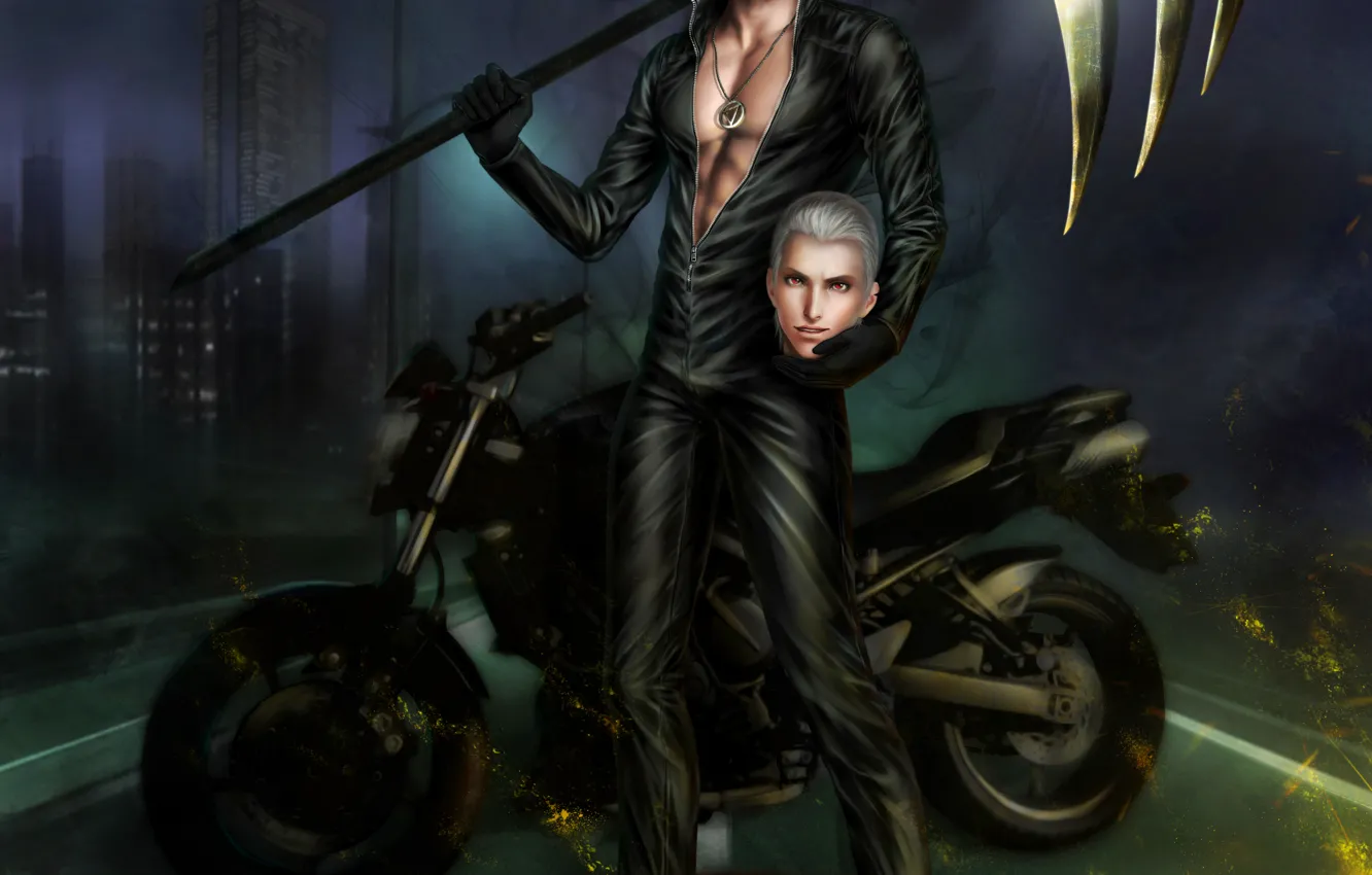 Photo wallpaper motorcycle, naruto, braid, guy, naruto, art, akatsuki, zetsuai89