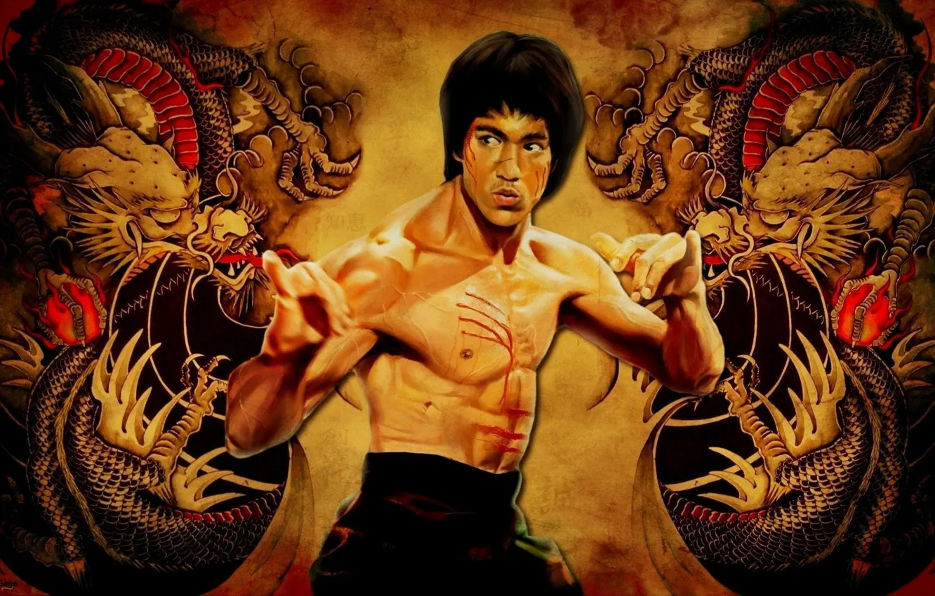 Photo wallpaper dragons, legend, Bruce Lee, bruce lee, karate