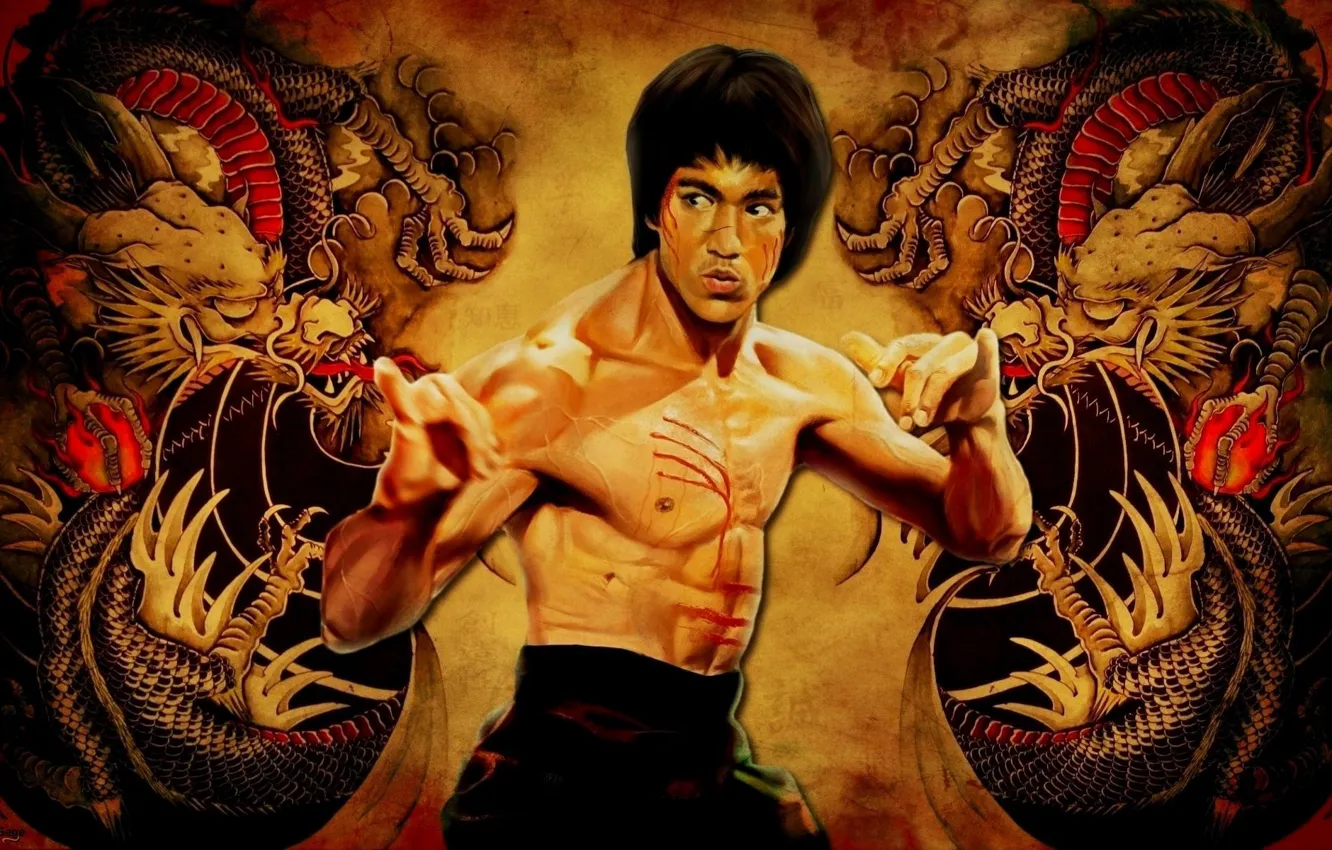 Photo wallpaper dragon, legend, Bruce Lee, Bruce Lee, karate