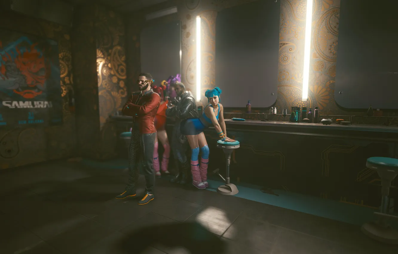 Photo wallpaper cyberpunk, samurai, night city, selfie, Cybepunk 2077, Kerry, Night City, Non Pop