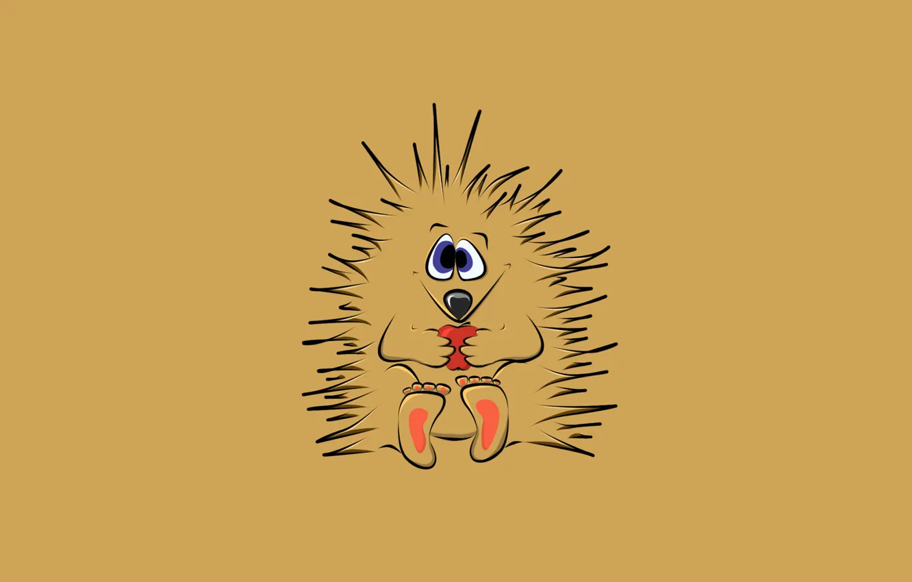 Photo wallpaper apples, minimalism, barb, hedgehog, hedgehog