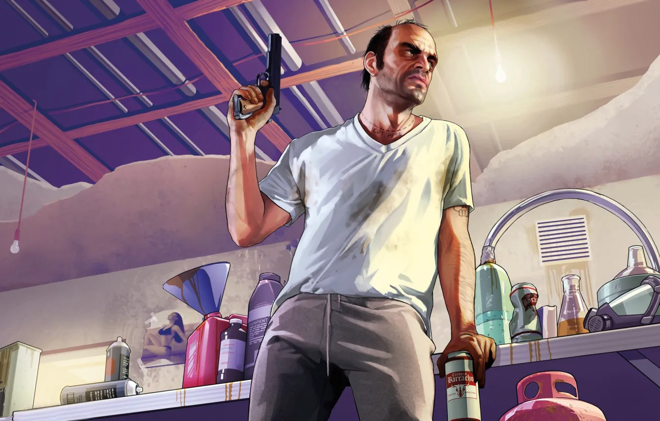 Photo wallpaper man, addict, Grand Theft Auto V, gta5, the Bandini, Trevor Phillips
