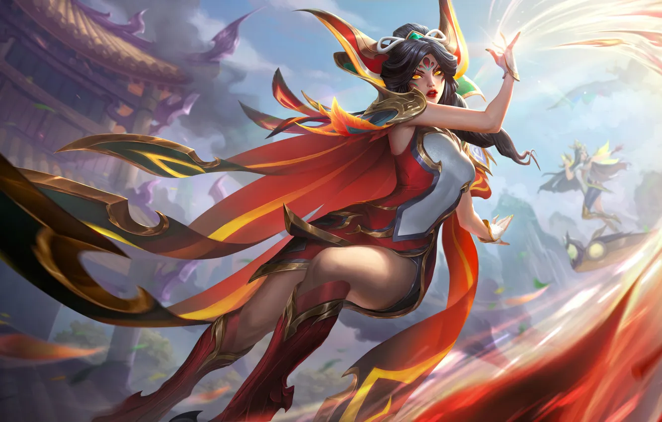 Photo wallpaper jump, magic, the game, battle, game, magic, Phoenix, gesture