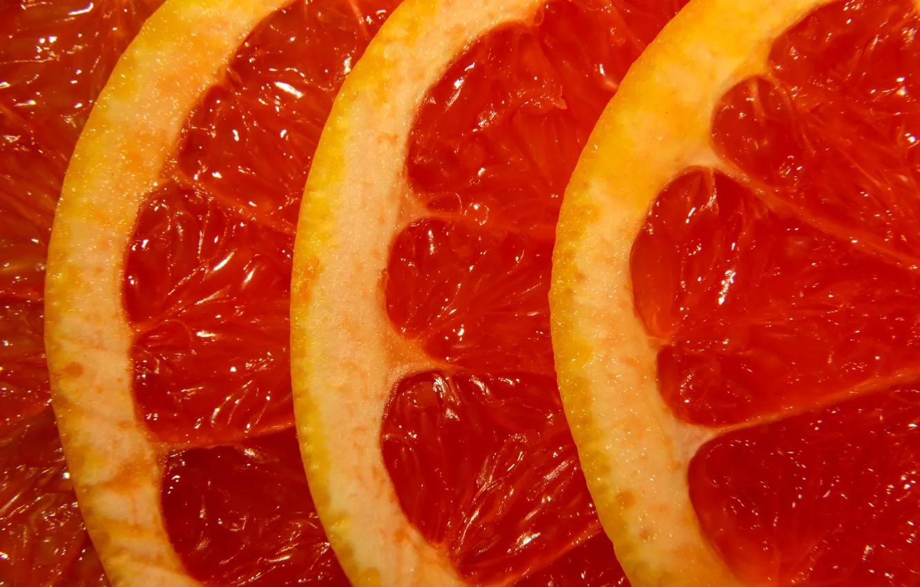 Photo wallpaper macro, fruit, Slices of grapefruit