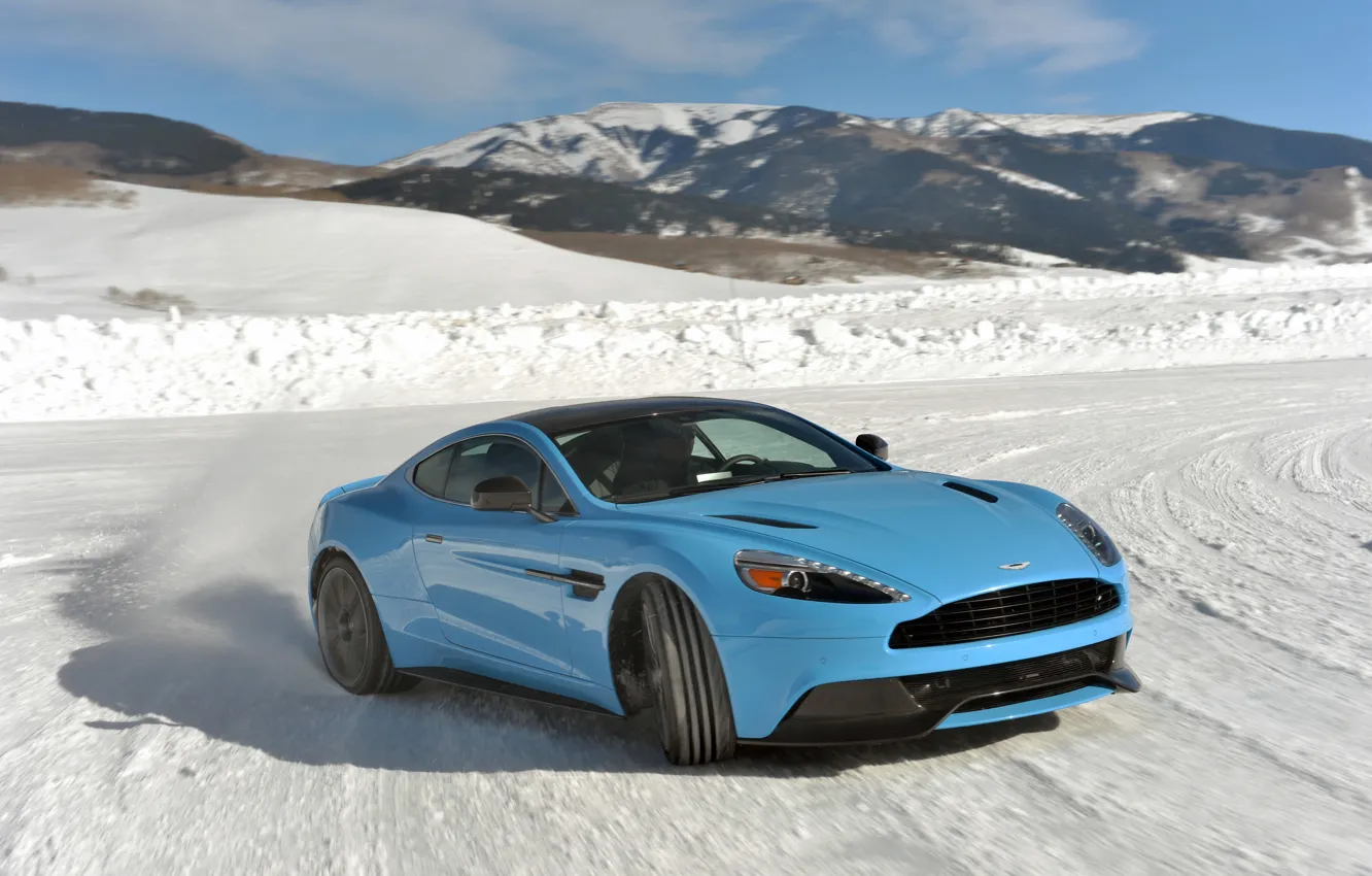 Photo wallpaper ice, Aston Martin, drift, V12, Vanquish