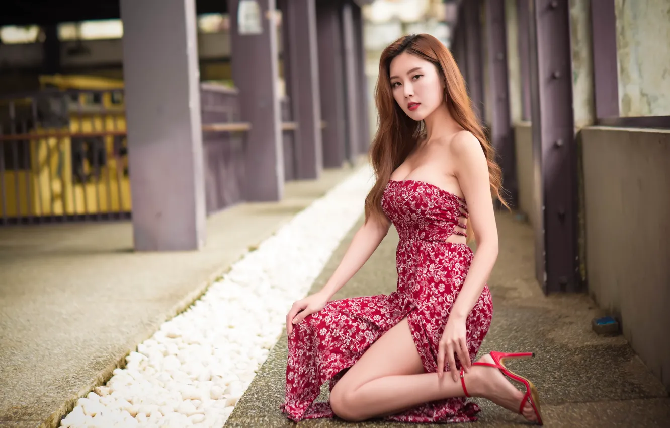 Photo wallpaper girl, pose, Asian