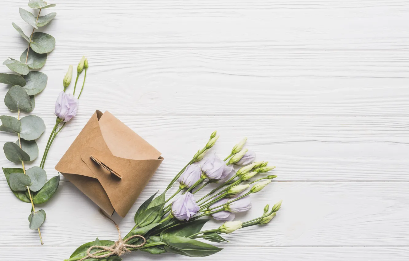 Photo wallpaper gift, bouquet, eustoma