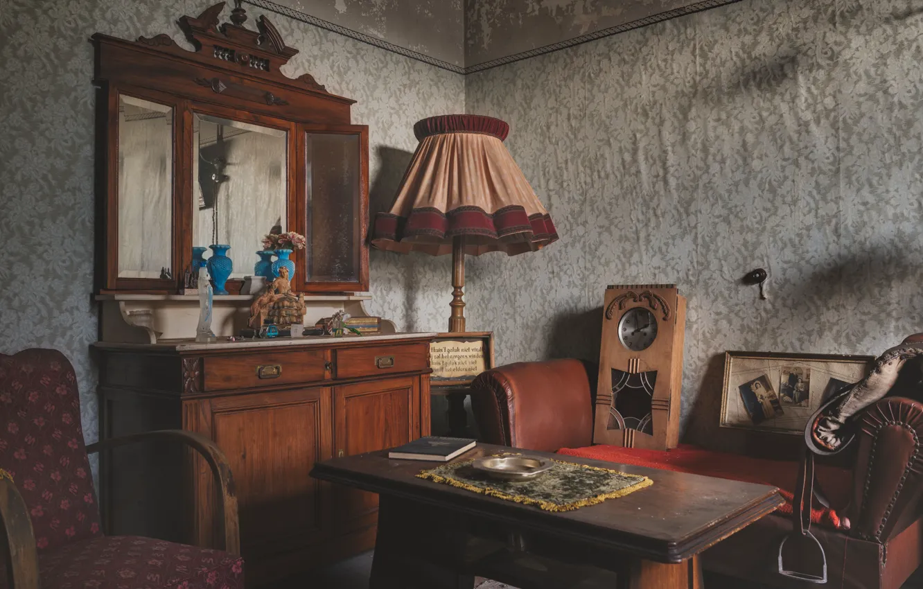 Photo wallpaper watch, chair, mirror, living room