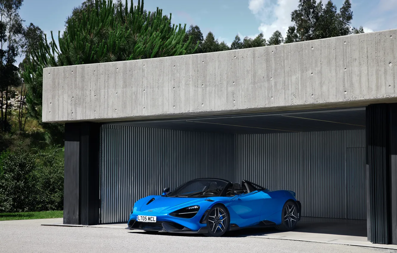 Photo wallpaper McLaren, Blue, Convertible, McLaren, Blue, Hypercar, Spider, Hypercar