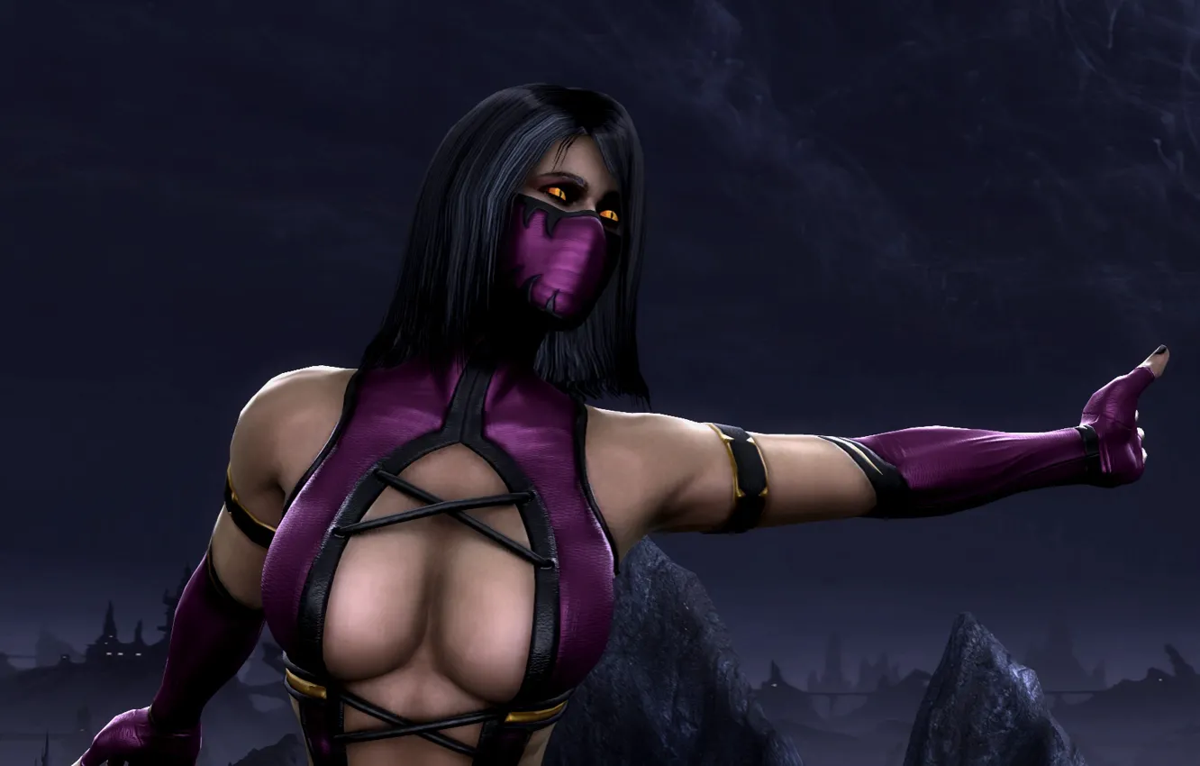 Photo wallpaper chest, girl, night, face, Mileena, Milina, Morta Kombat
