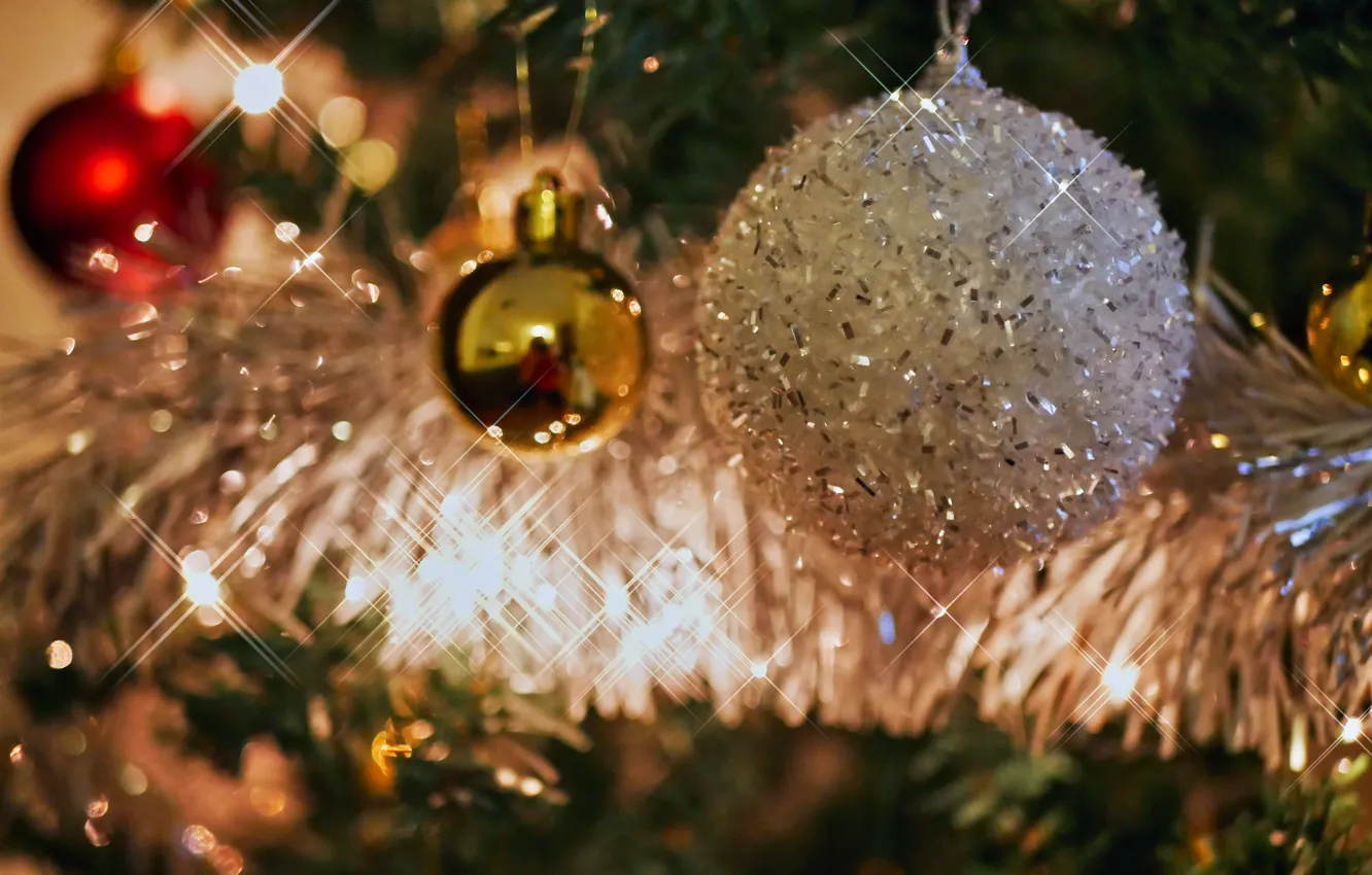Photo wallpaper Christmas, macro, bokeh, New Year, shine