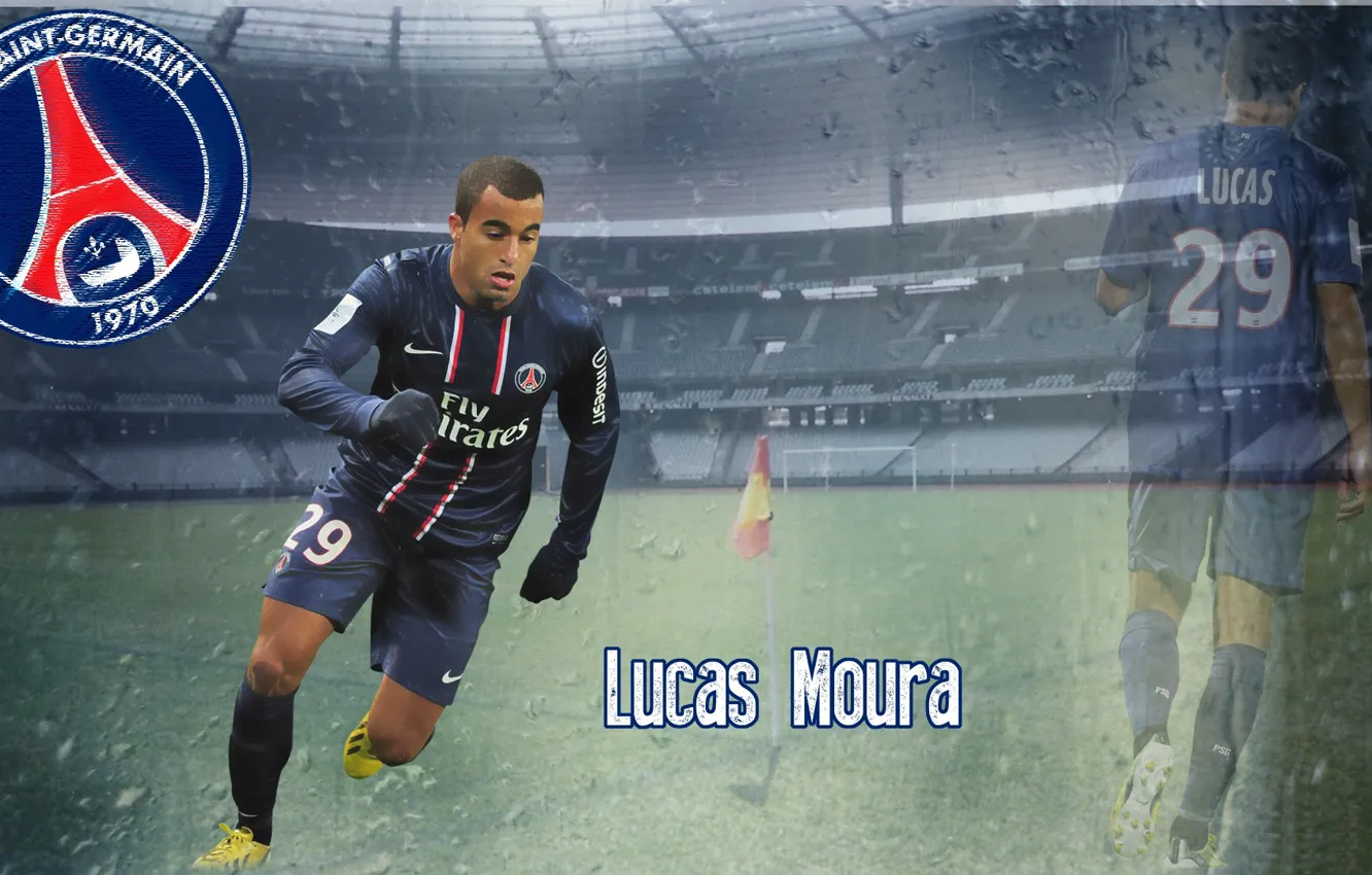 Photo wallpaper wallpaper, sport, stadium, football, player, Paris Saint-Germain, Lucas Moura