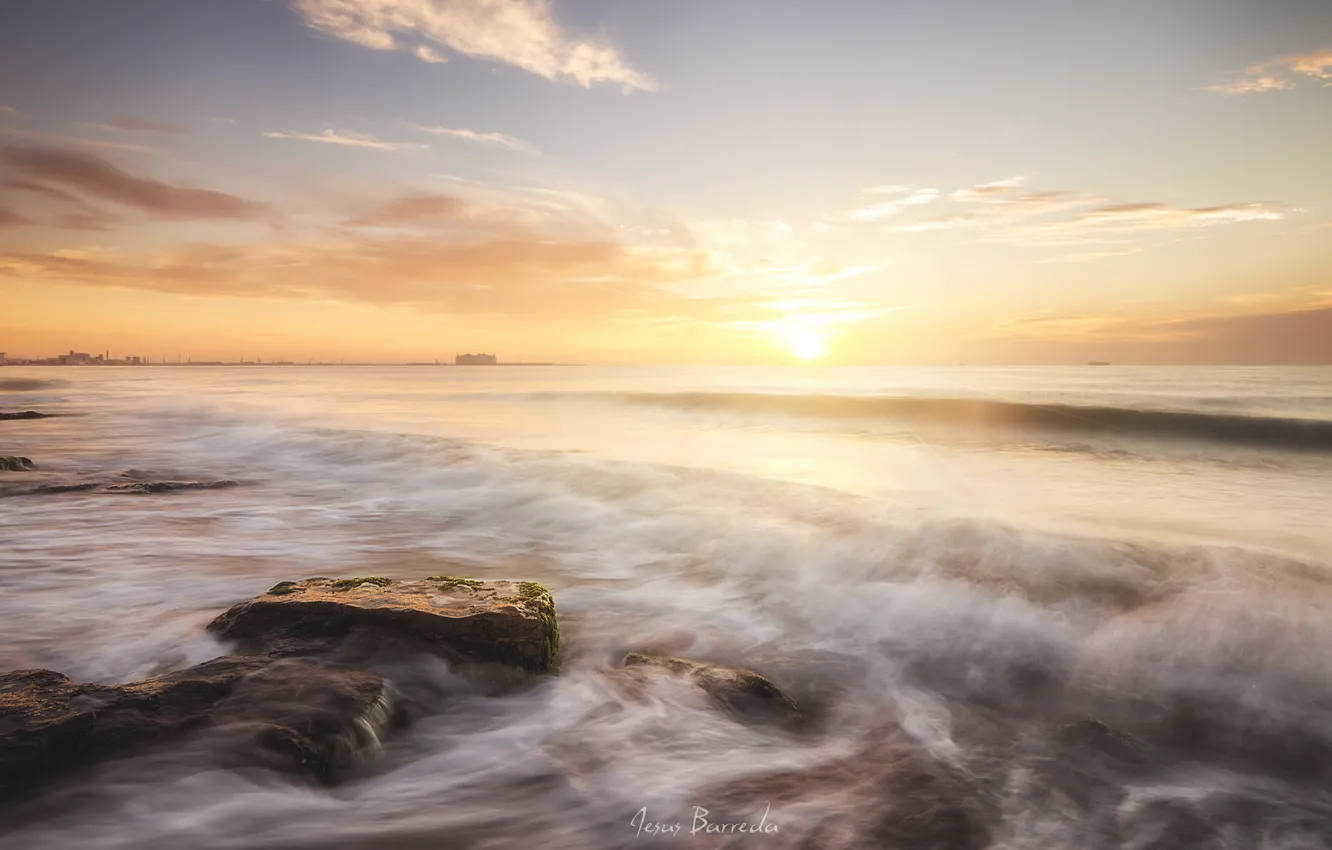 Photo wallpaper sea, the sky, sunset