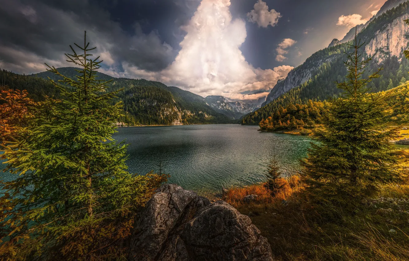 Photo wallpaper the sky, mountains, lake, HDR, Austria