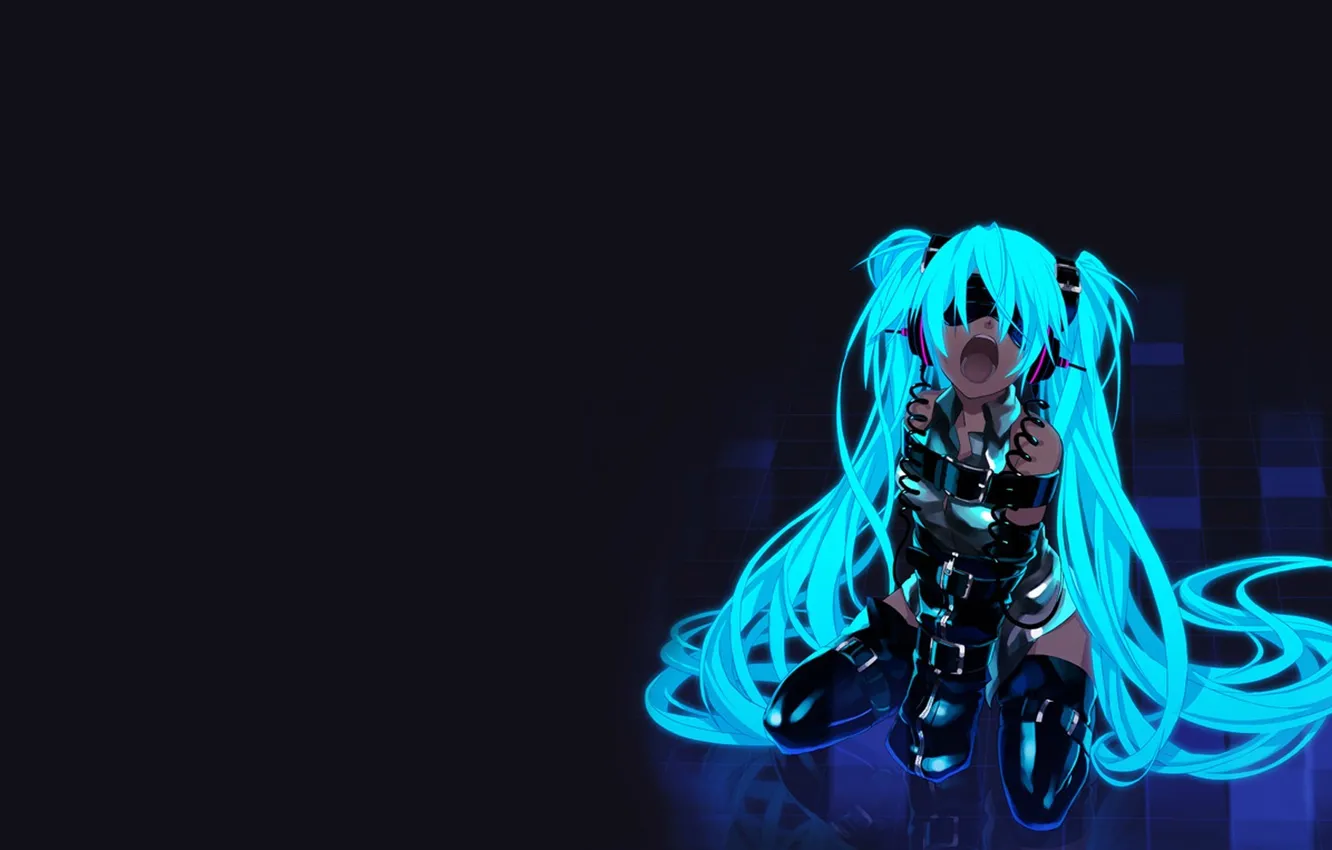 Photo wallpaper girl, wire, headphones, art, hatsune miku