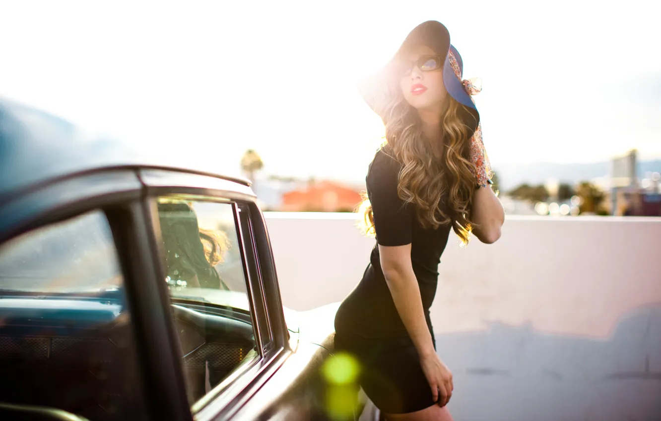 Photo wallpaper girl, hat, curls