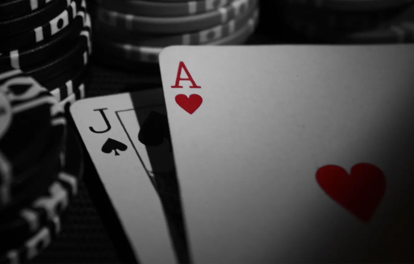 Photo wallpaper macro, chips, casino, playing cards, blackjack, blackjack