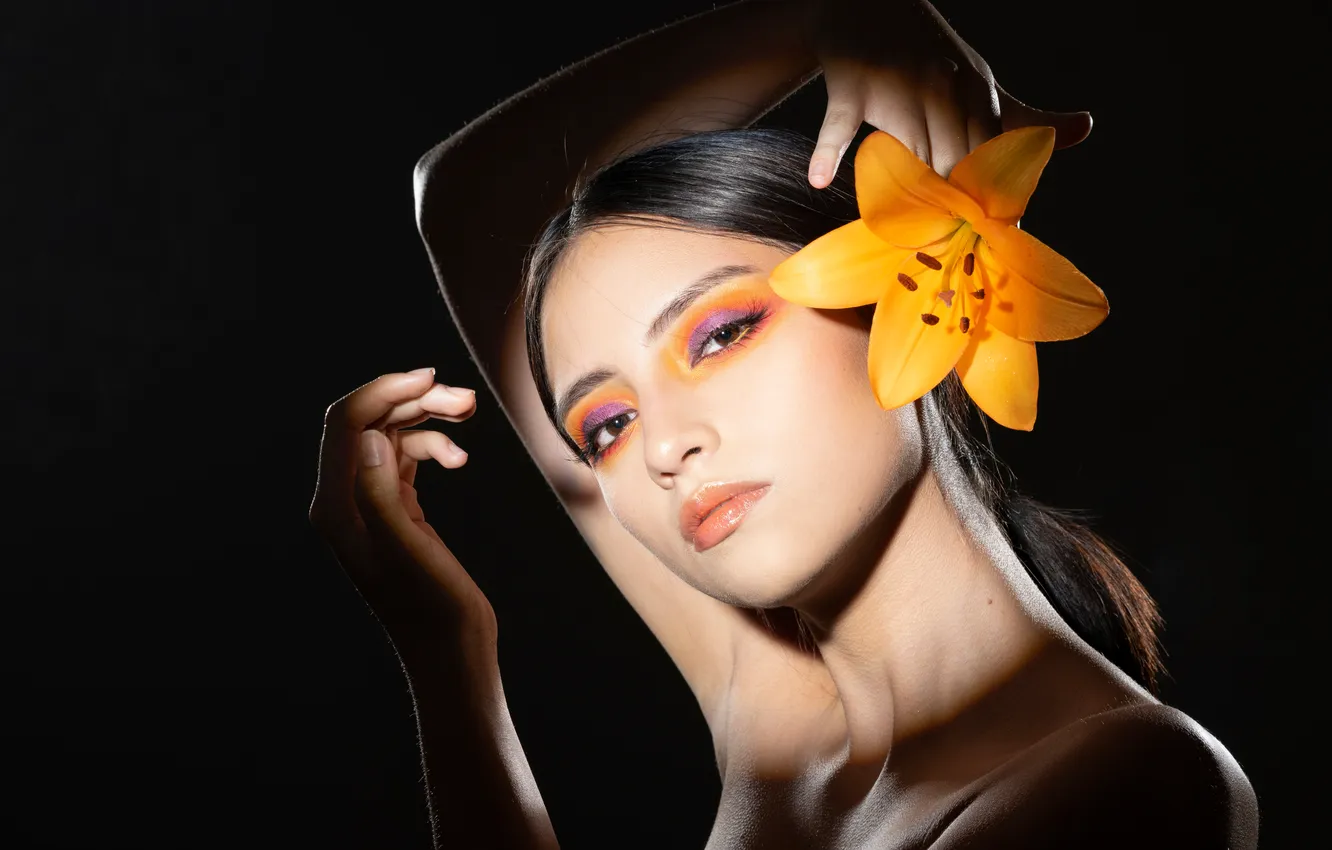 Photo wallpaper look, face, Lily, makeup, brunette, Catalina